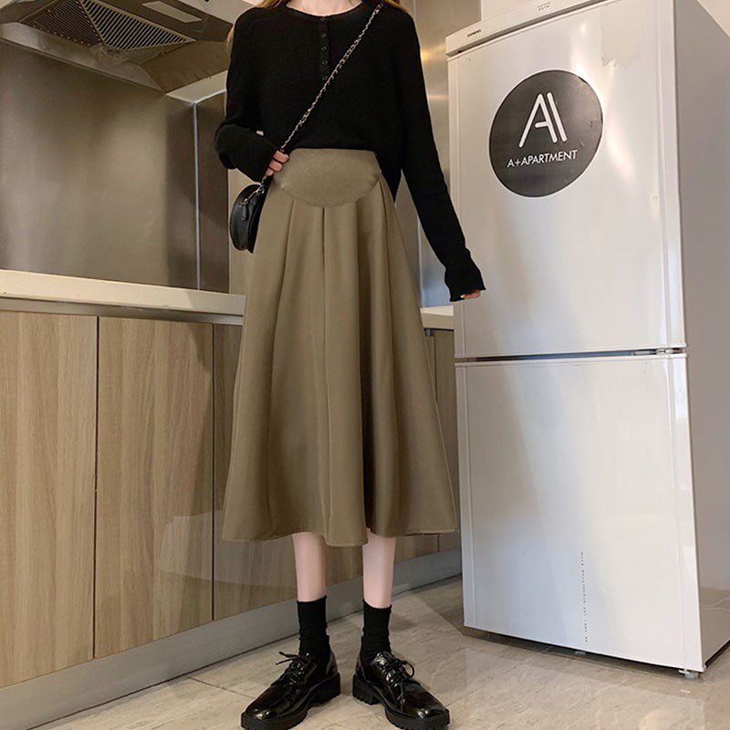 孕妇裙子秋装休闲托腹a字半身裙秋冬百搭西装裙中长款伞裙春秋潮