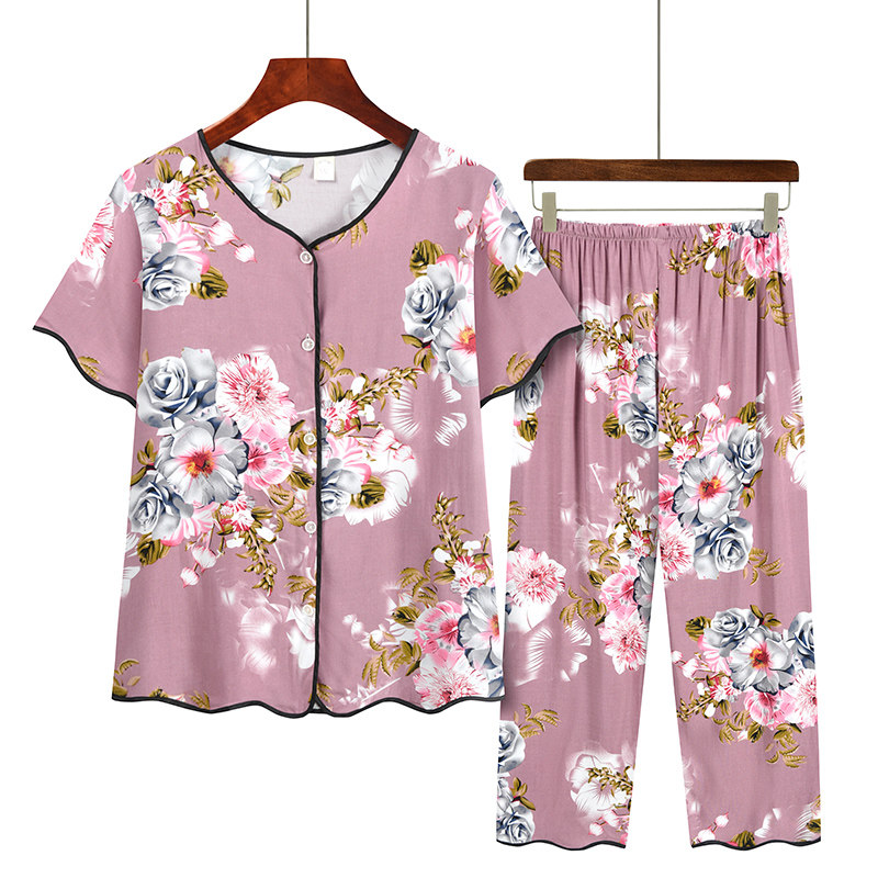 中老年夏季妈妈装薄款开衫上衣两件套奶奶装休闲套装老人夏装衣服
