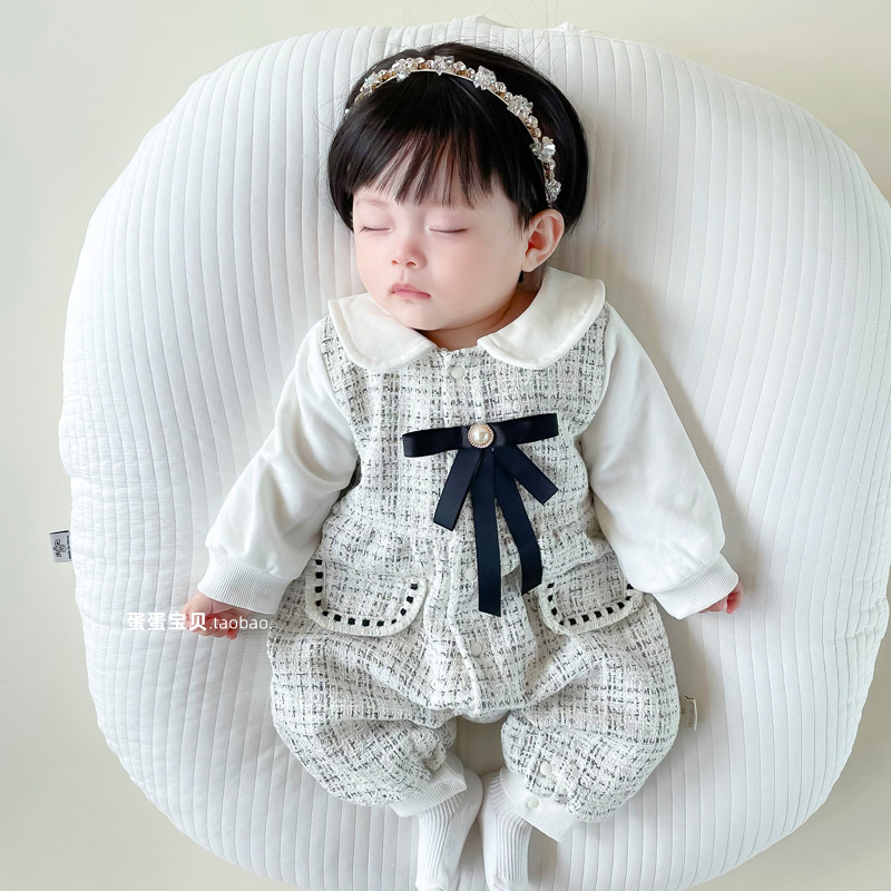 婴儿衣服春装连体女宝宝超萌公主洋气满月5百天3个月6春秋季0一岁
