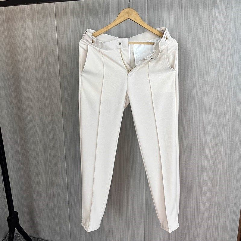 白色大码西裤男休闲直筒2025新款春夏男裤高级感直筒西装裤男士