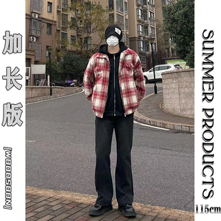 冬季男款裤子美式高街秋冬牛仔裤男加长版高个子微喇裤男生直筒裤