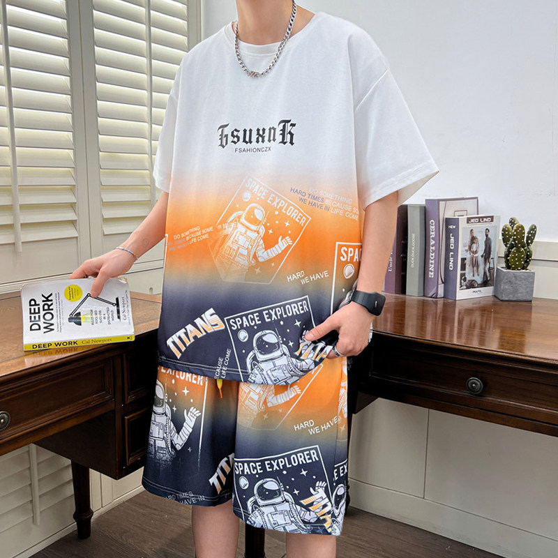 休闲运动套装男青少年夏季潮流两件套帅气短裤短袖学生一套衣服夏