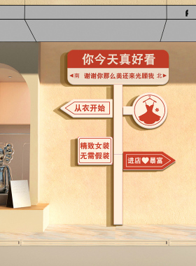 网红女服装店铺装饰品布置打卡背景墙面拍照区创意氛围软装贴纸画