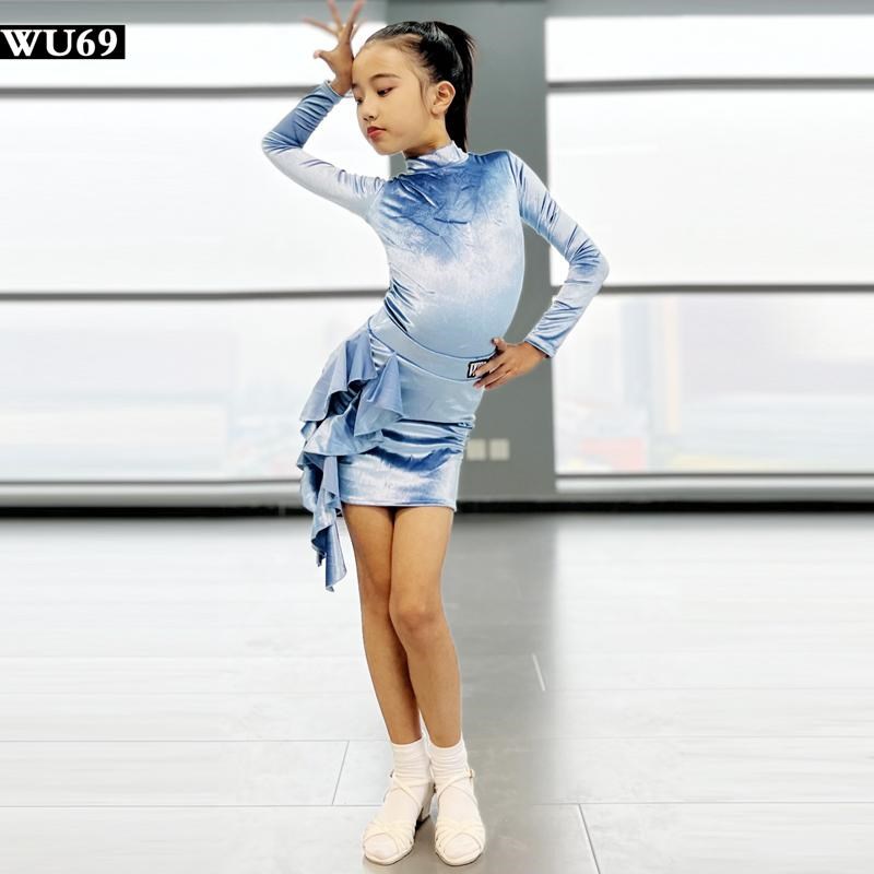 秋冬新款拉丁舞练功服女儿童演出表演服套装高级少儿拉丁舞蹈服女