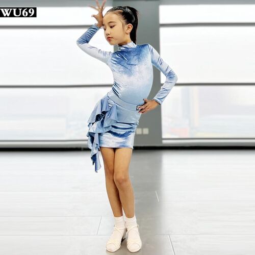 秋冬新款拉丁舞练功服女儿童演出表演服套装高级少儿拉丁舞蹈服女