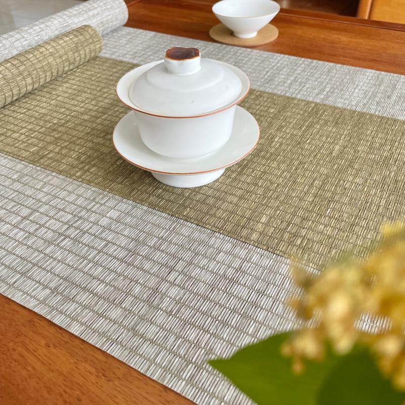防水草编茶e席茶桌布茶台茶道茶旗桌旗中式禅意竹席干泡日式茶盘