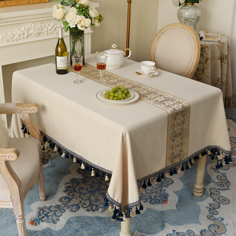 长方形餐桌桌布布艺轻奢高级感欧式高档茶几布台布家用氛围感美式