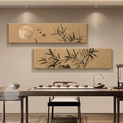 新中式茶室装饰画宋代美学客厅沙发背景墙挂画禅意竹子办公室壁画