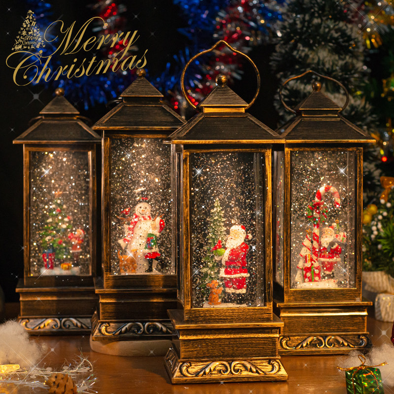 耶诞灯具飘雪音乐灯光节日灯桌面摆设装饰品送男女友礼物生日儿童