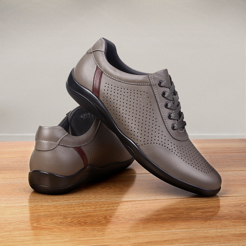 夏季镂空皮鞋男真皮单层牛皮男鞋打孔透气薄款软底男款运动休闲鞋