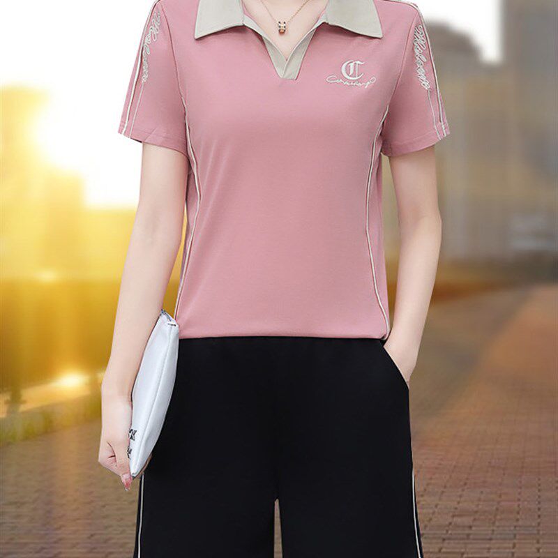 冰丝短袖短裤套装女士夏季服装2025新夏季薄时尚休闲运动两件套
