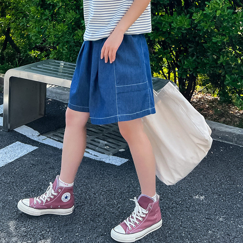 高中生牛仔短裤大童时尚夏季运动少女孩新款2025跑步初中学生纯棉