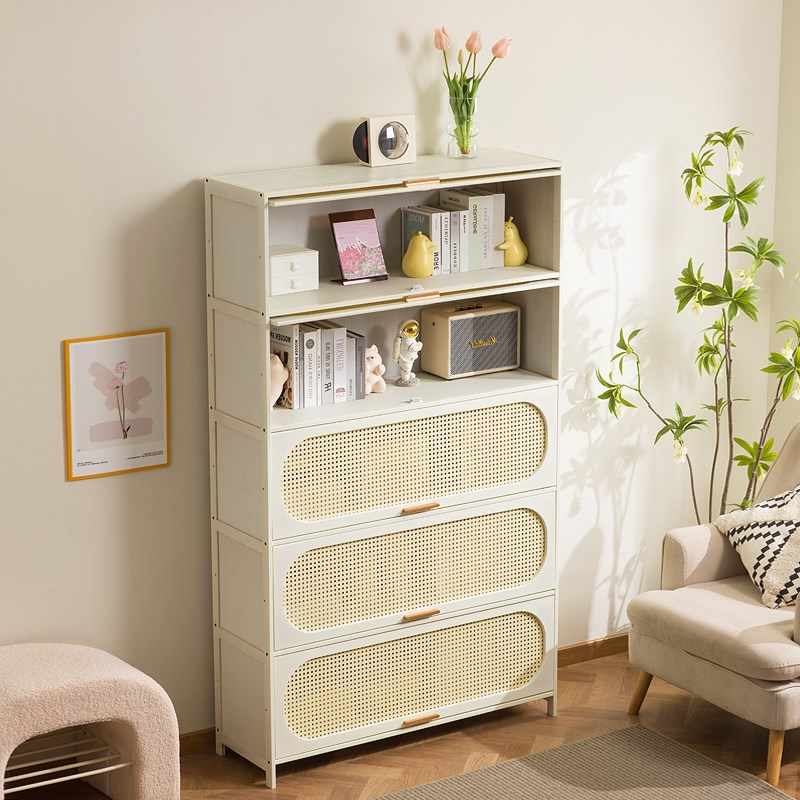 多层置物架落地书柜储物柜一体靠墙收纳柜家用多层带门防尘展示柜