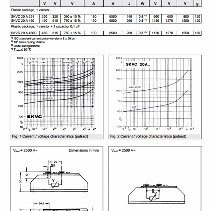 压敏模块SKVC20A460C浪涌保护器251电力电子发电机电阻模块
