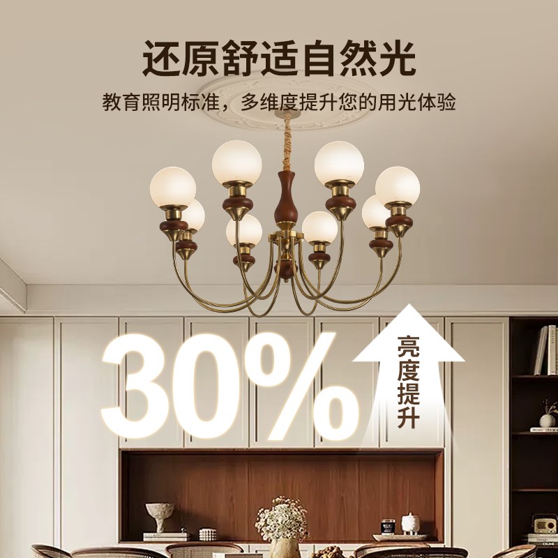 法式美式复古吊灯客厅中古风新中式大灯2025新款餐厅魔豆主灯R335