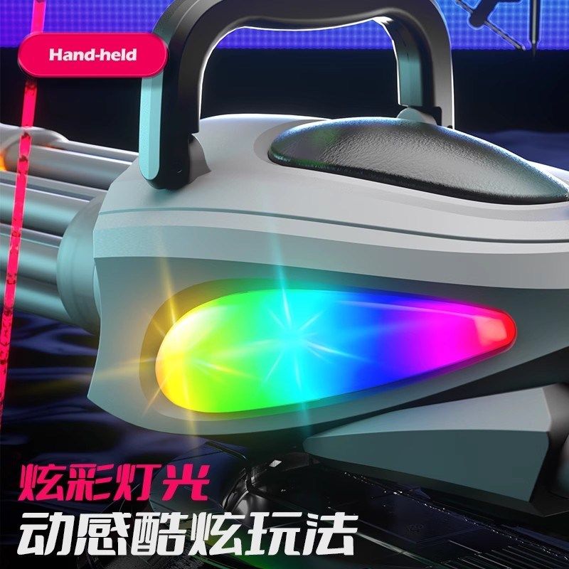 新款爆七彩灯光双管加特林电动连发水枪高压强力呲滋水枪男孩玩具