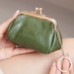 2025新款软皮复古夹扣一体卡包便携零钱包多功能女钱包口红收纳包