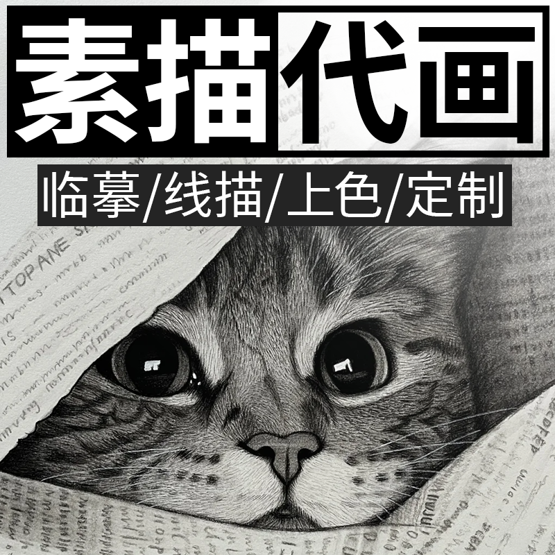 素描画像定制手绘彩铅画代画人物画肖像画真人转手绘画动物头像画