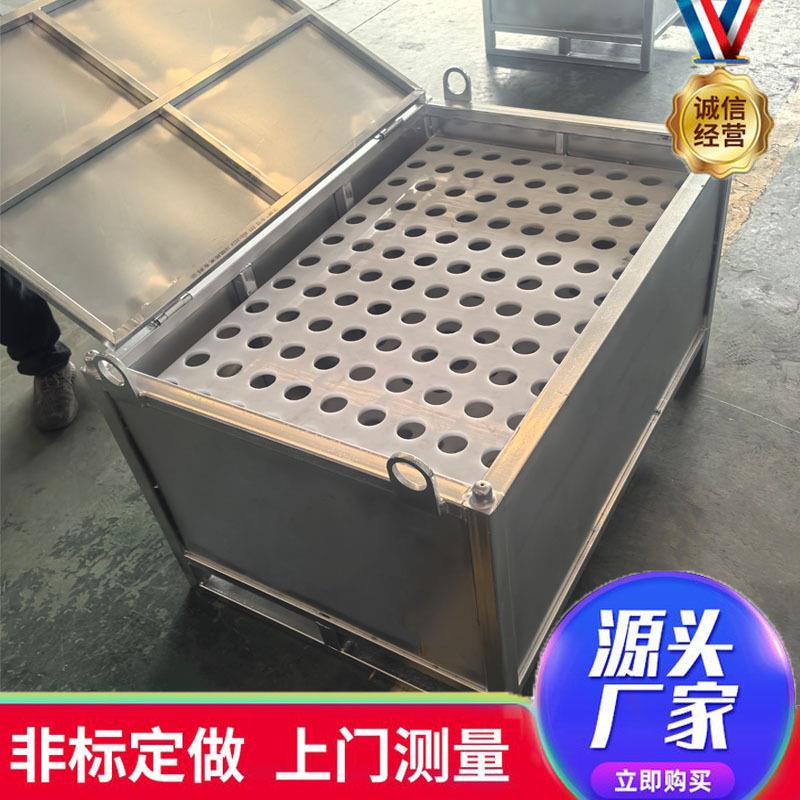 山东五金周转箱金属铁皮箱铁筐螺丝箱接料箱镀锌吊耳铁箱