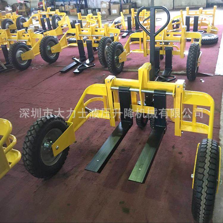 1吨山地型手动液压搬运车电动托盘车手动叉车充气轮野外车