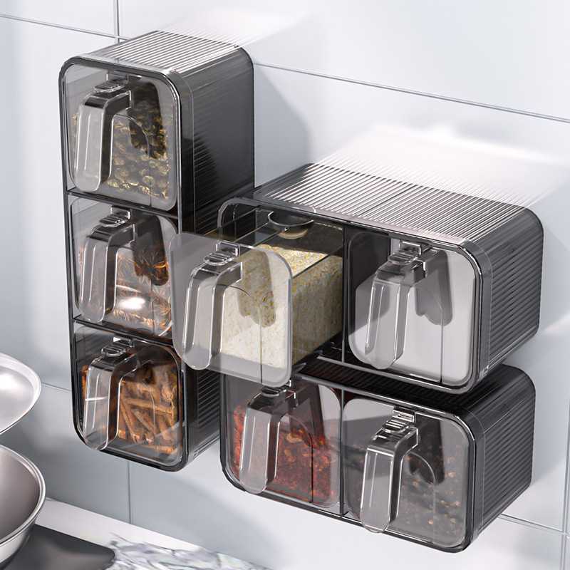 壁挂式调料盒套装家用组合装厨房收纳盒罐子调料瓶味精盐罐调味罐