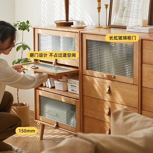 实木五斗柜抽屉柜卧室置物柜床尾柜客厅收纳储物柜简约斗橱玻璃门
