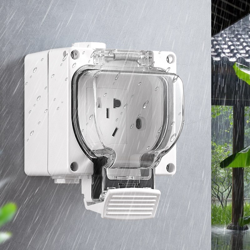 户外防水插座明装电源五孔开关防暴雨罩充电桩室外阳台防雨盒密封