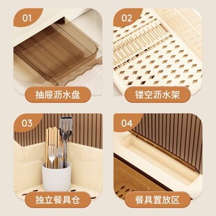 碗柜 碗筷收纳盒放碗碟收纳架带盖餐具家用带盖沥水置物架收纳盒装