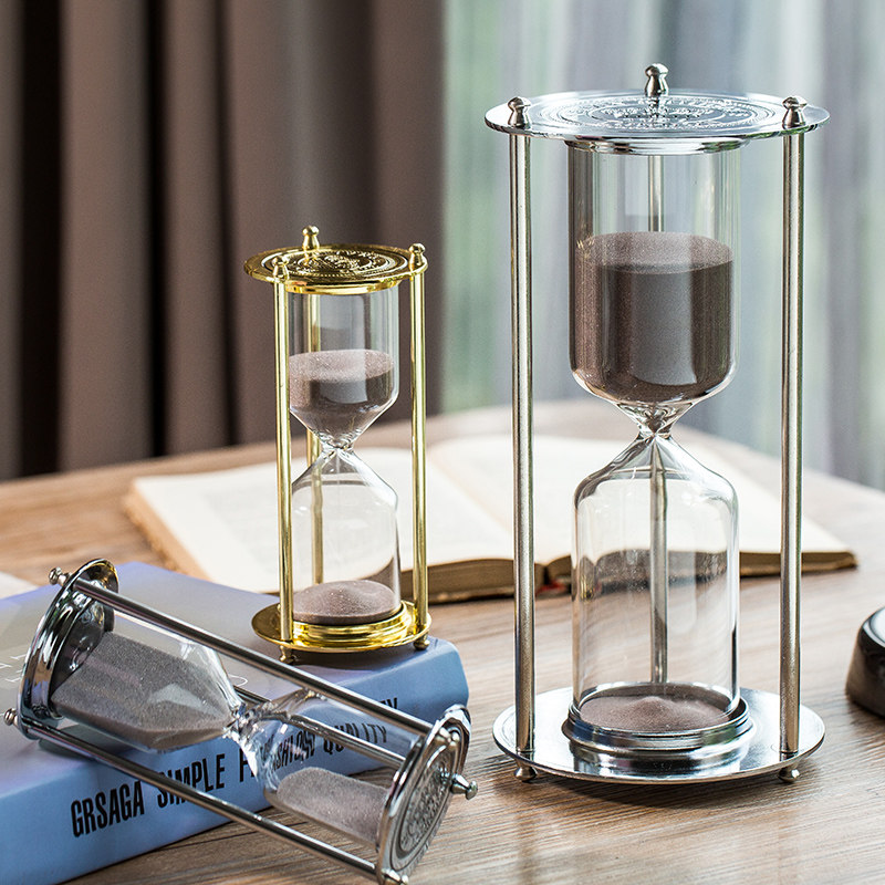 时间沙漏计时器创意金属书房客厅办公室桌面摆件家居饰品生日礼物,家居饰品,装饰摆件,淘宝优惠券,粉丝福利购,淘宝优惠卷