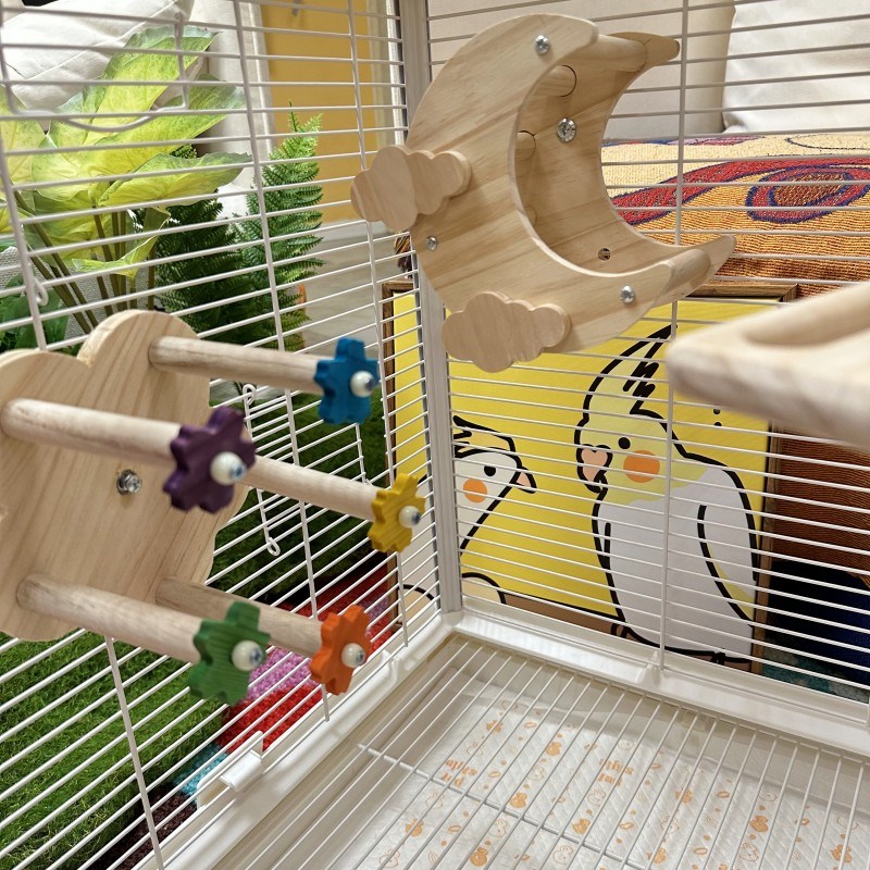 鹦鹉实木站杆鸟窝木质家具健身爬梯房子牡丹玄风挂件鸟窝秋千玩具