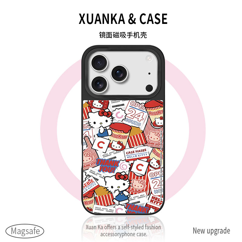 hellokitty磁吸手机壳镜面硅胶