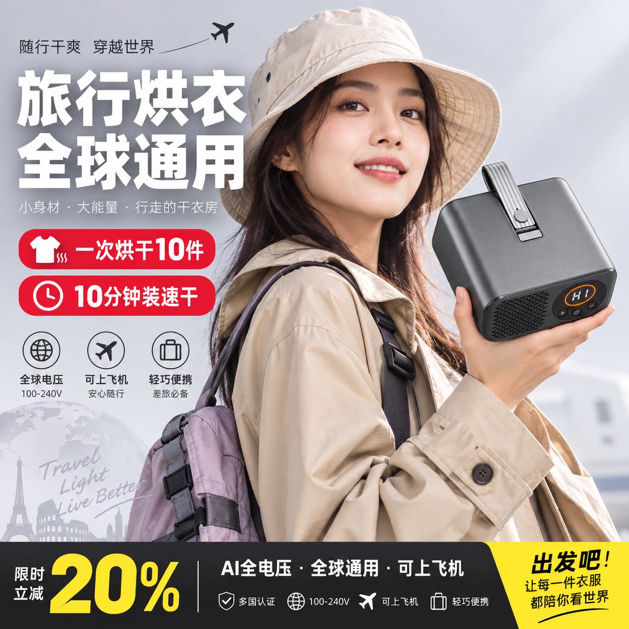 烘干机家用烘衣服小型干衣机便携式旅行出差神器2026新款宿舍风干