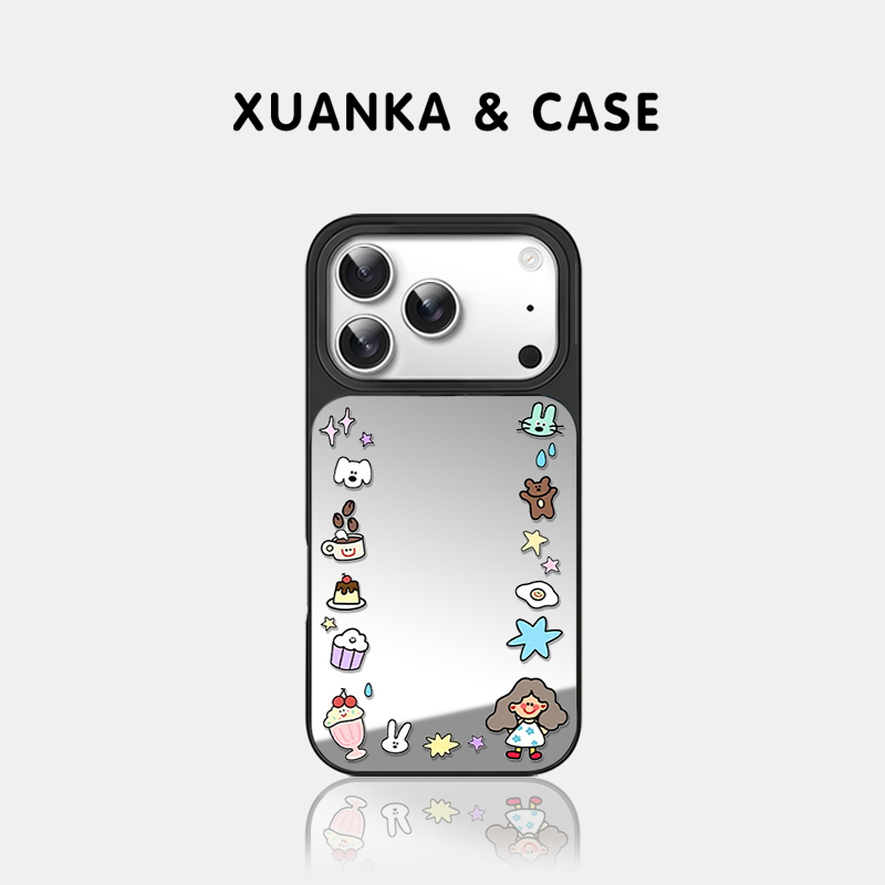 涂鸦小相框磁吸手机壳轻奢镜面