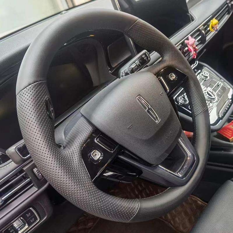 林肯冒险家方向盘套真皮MKZC大陆航海家领航员飞行家手缝把套专用