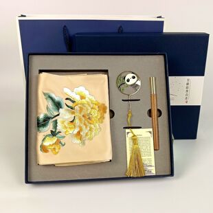 成都蜀绣围巾仿真丝围脖中国风出国礼送母亲长辈礼物四川特色文创