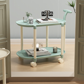可移动沙发边几茶几边桌带轮小推车奶油风床头桌置物架阳台小桌子