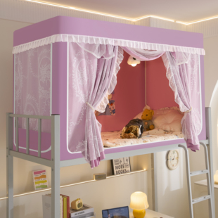 免安装全包型强遮光大学生宿舍蚊帐床帘无涂层一体式床幔支架上铺