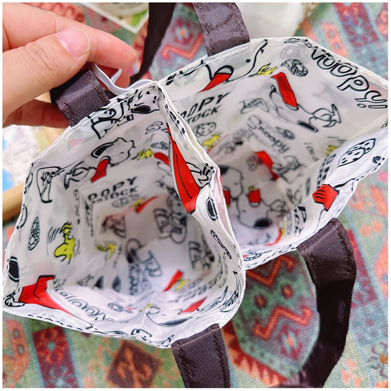 日系卡通双杯袋可翻转两用水杯史努比小新保温杯奶茶袋可手拎两杯