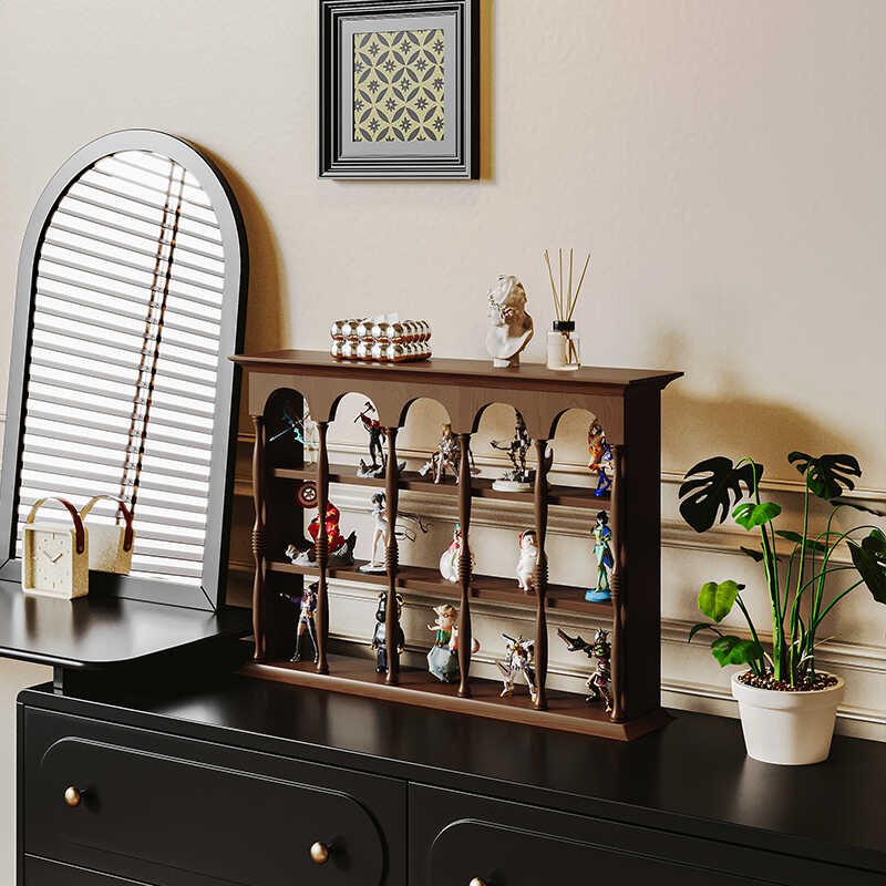 法式复古实木杯架中古上墙咖啡杯置物架香水手办壁挂展示架收纳架