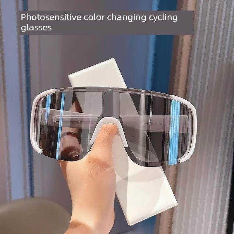 夜骑日夜两用墨镜男女大脸防风变色骑行眼镜潮反光运动护目滑雪镜