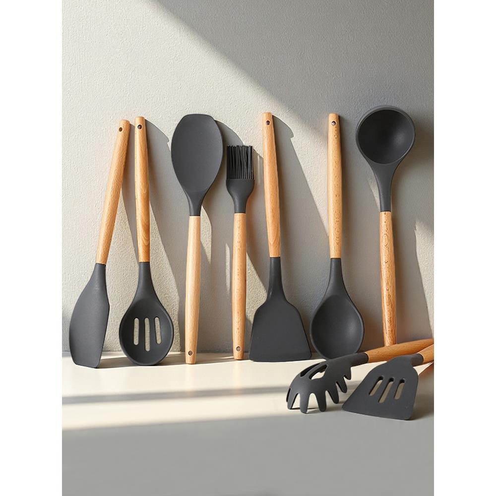 日本食品级硅胶铲炒勺耐高温不粘锅专用家用炒菜铲子煎铲汤勺厨具