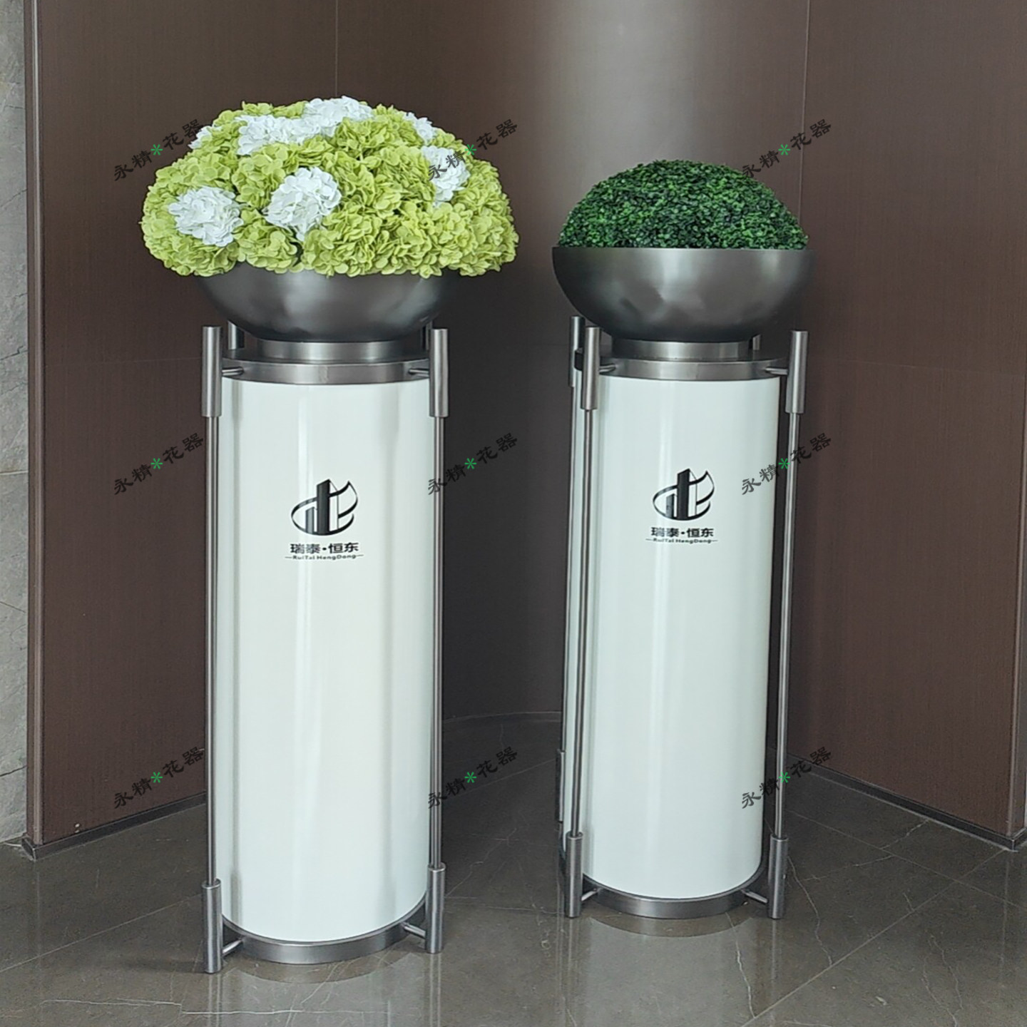 高款花器 售楼部写字楼插花花瓶 白色花盆 时间花艺花钵定制花缸
