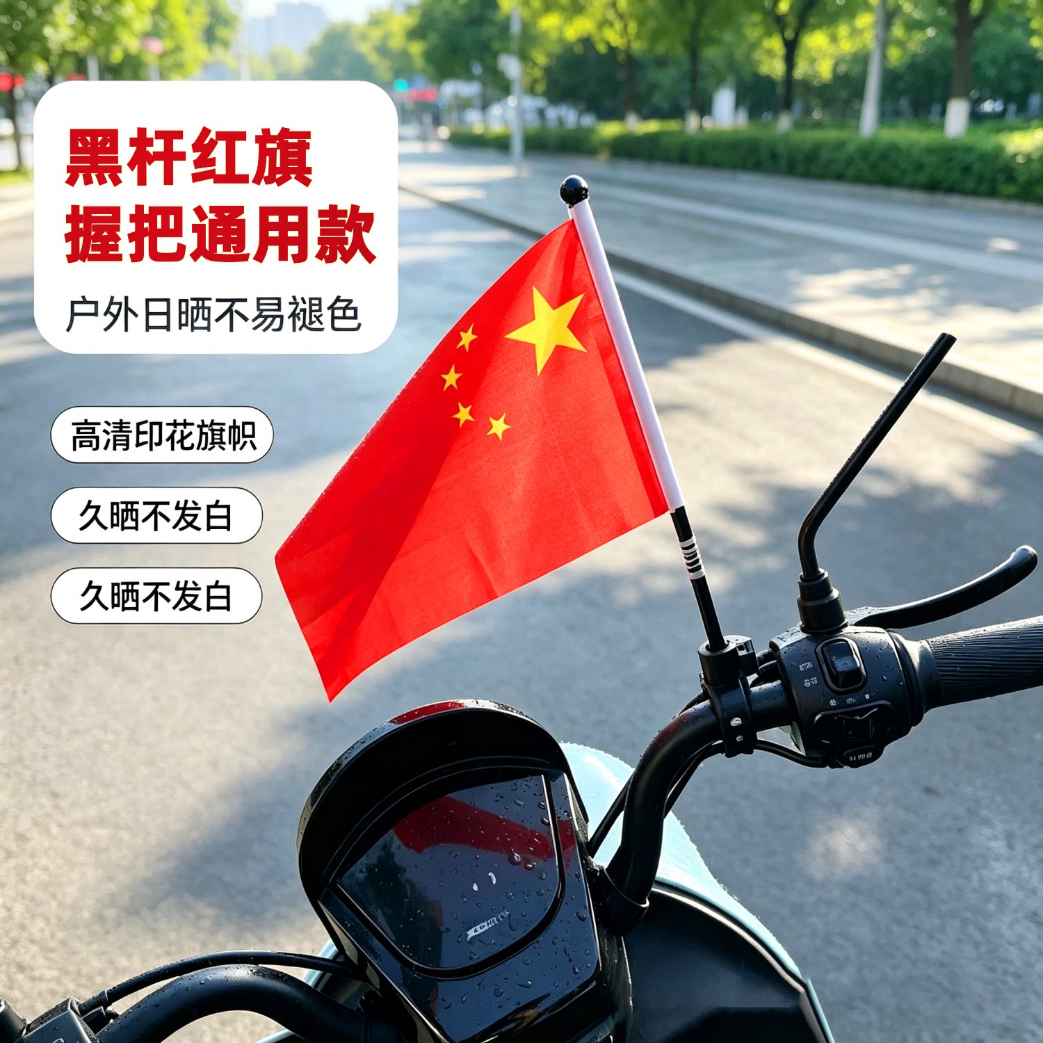 摩托电动车自行车通用国庆红旗