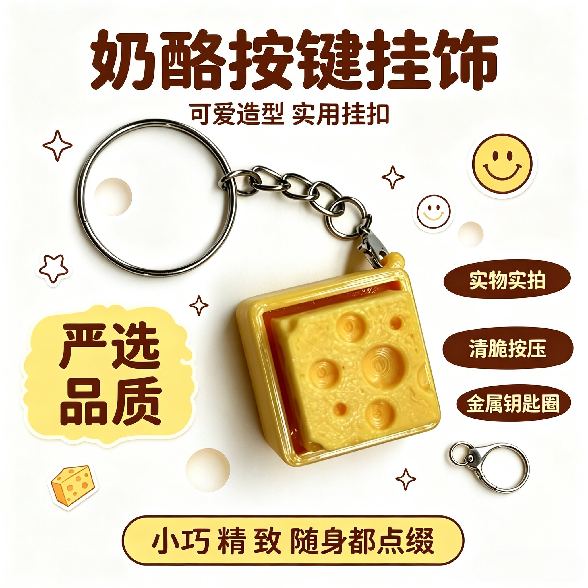 奶酪解压按键玩具钥匙扣挂件