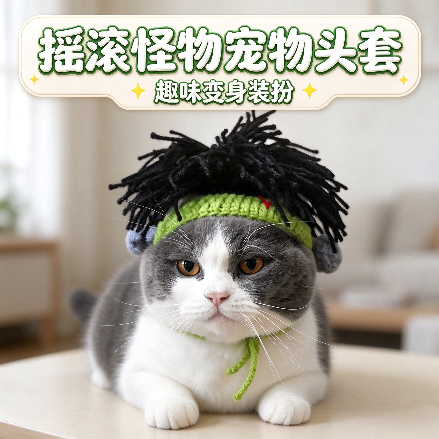 猫狗搞笑头套嘻哈摇滚朋克