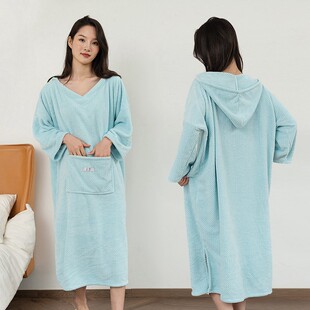 浴巾女可穿可裹家用非纯棉吸水速干E不掉毛大人洗澡裹巾斗篷式浴