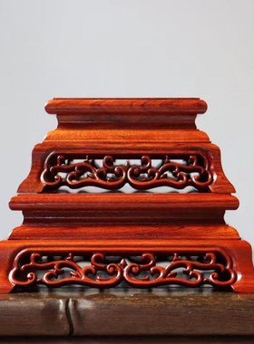 酸枝实木底座木质红木摆件正方形佛像香炉花瓶花盆工艺品茶壶托架