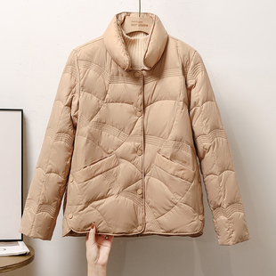 2023年新款国潮祥云轻薄羽绒服女短款立领薄款小个子冬季宽松外套