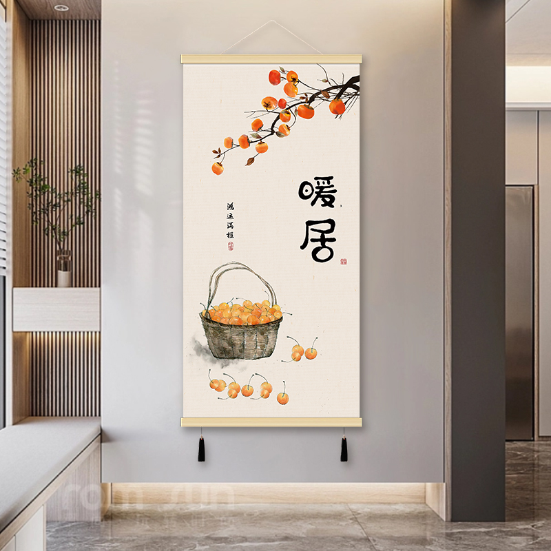 挂画 装饰画 客厅入户玄关墙画免打孔布艺L壁画电表箱装饰遮挡挂图片