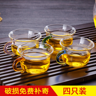 友德堂加厚耐热玻璃杯品茗杯w水杯功夫小茶杯品茗小咖啡杯泡茶茶